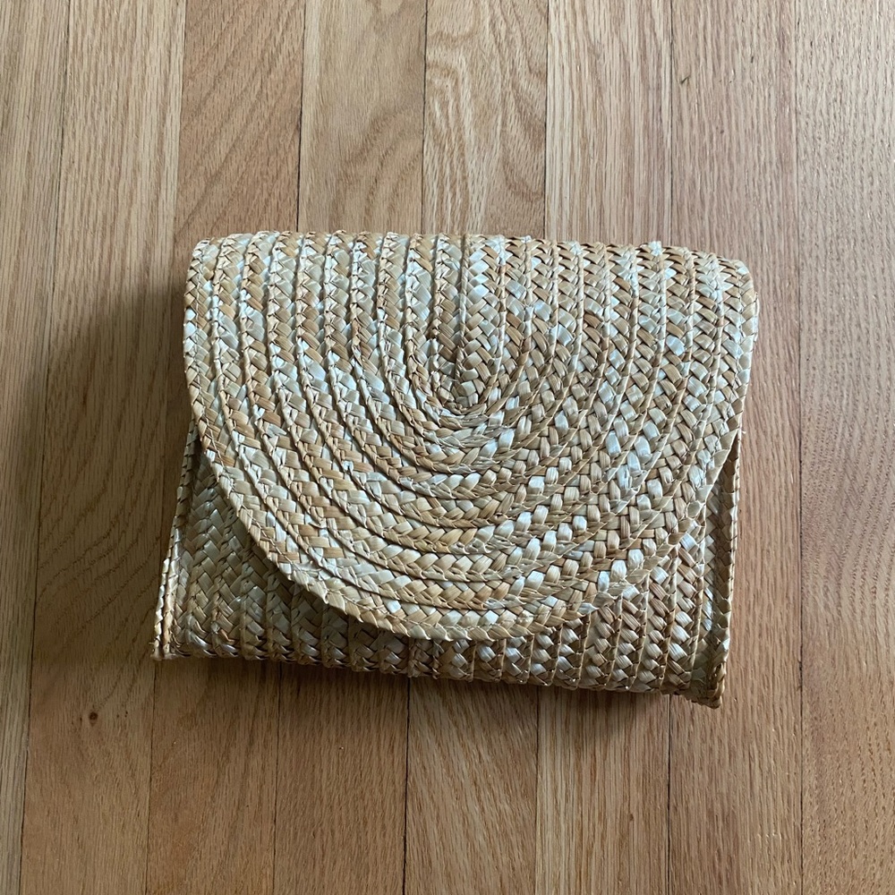 Woven Tan Clutch Bag